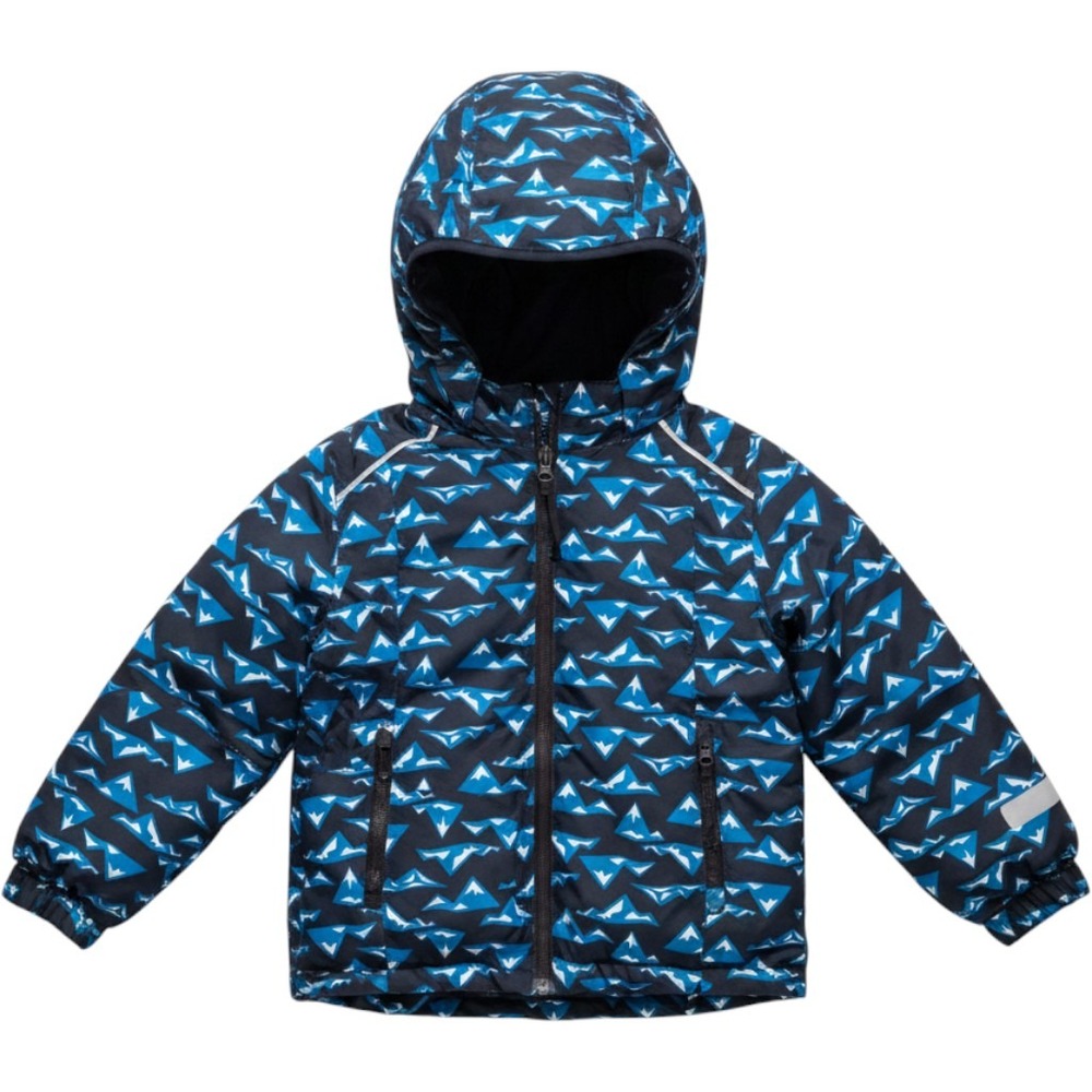 Boys Ski Puffer Jacket Kids 4-6Y Blue Excellent Mountain Print Hooded